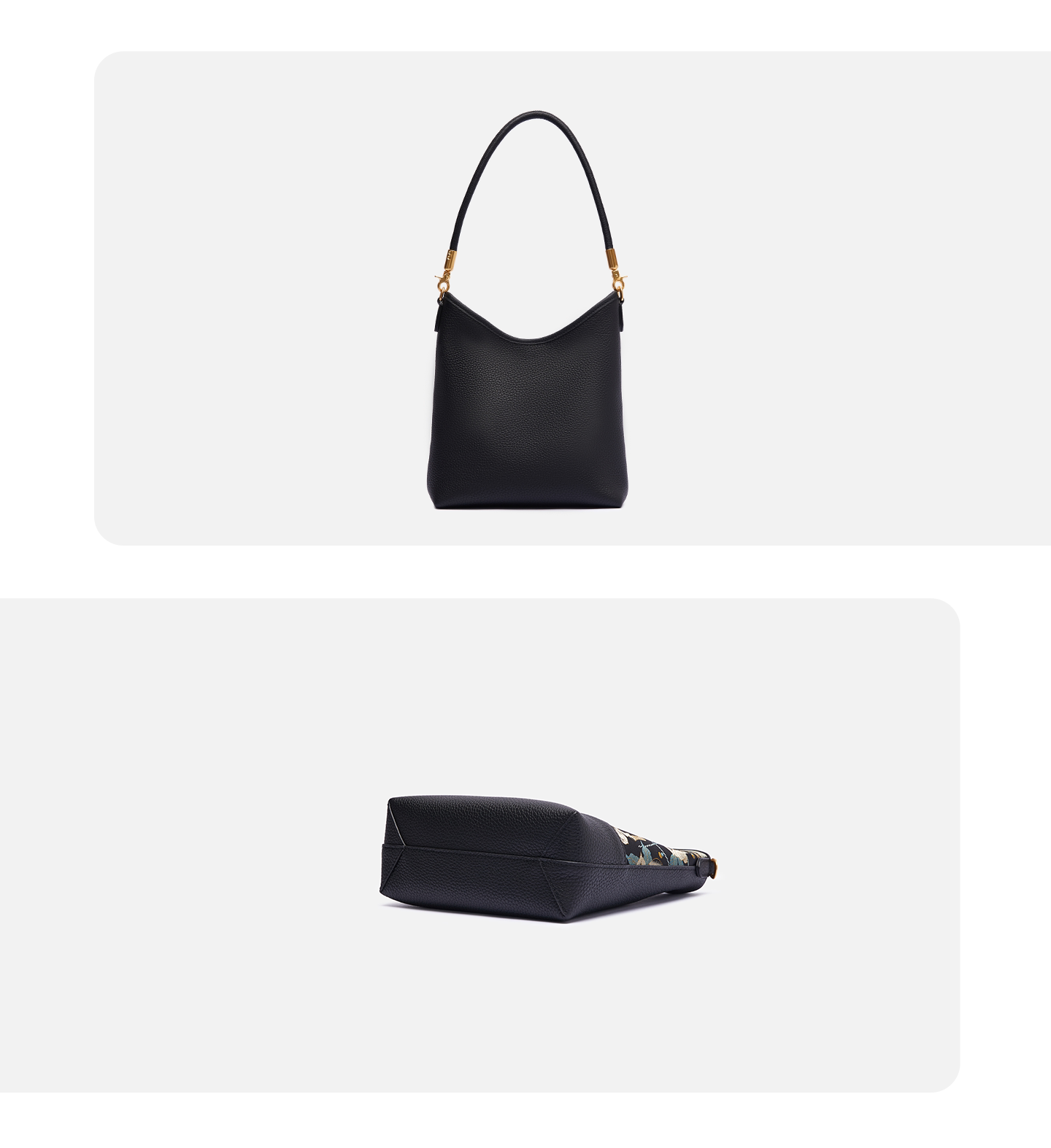 Midnight Peony Song Brocade Top-Handle Bag