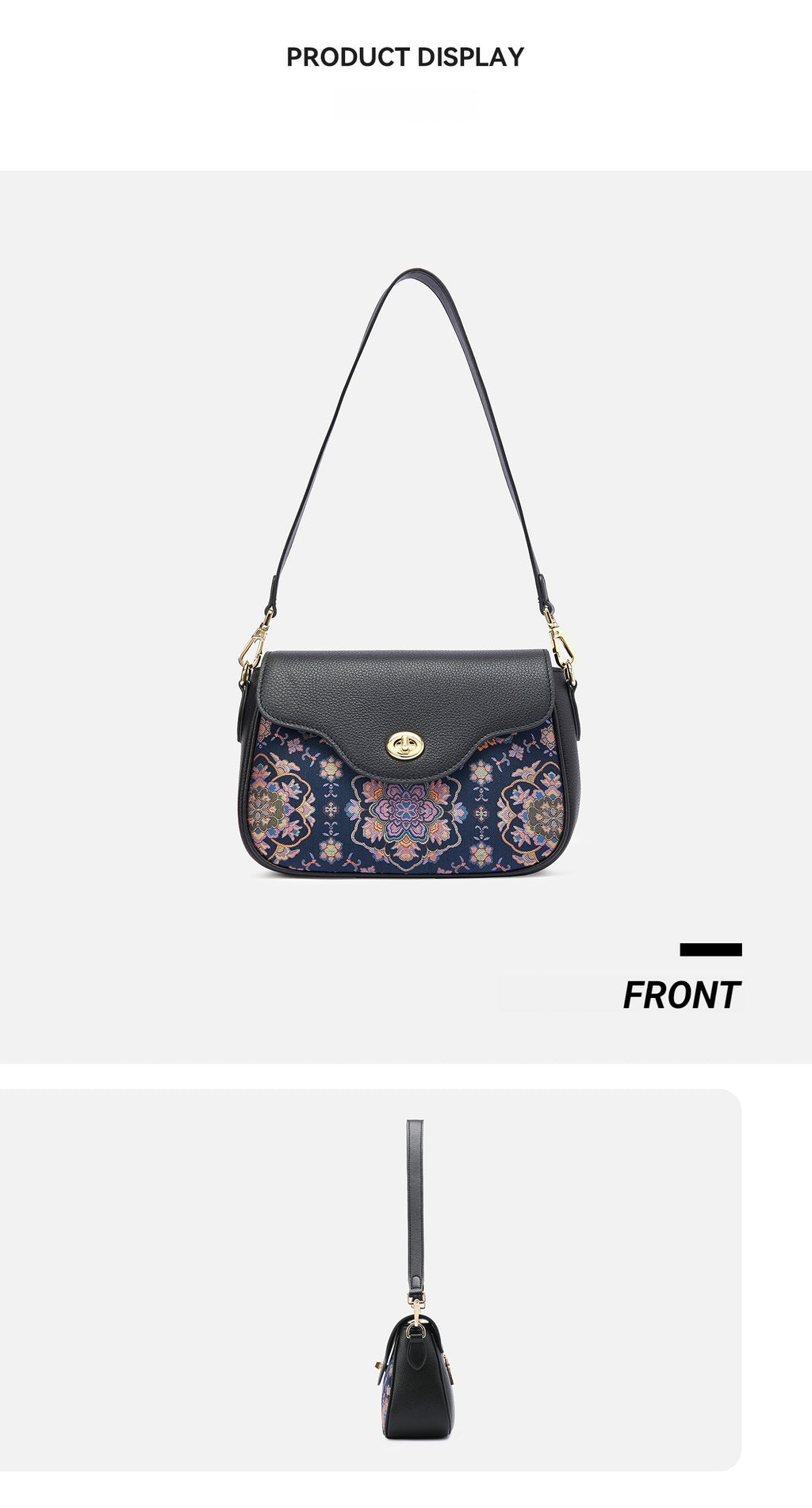 Imperial Bloom Song Brocade Structured Handbag