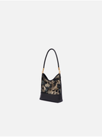Midnight Peony Song Brocade Top-Handle Bag