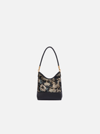 Midnight Peony Song Brocade Top-Handle Bag