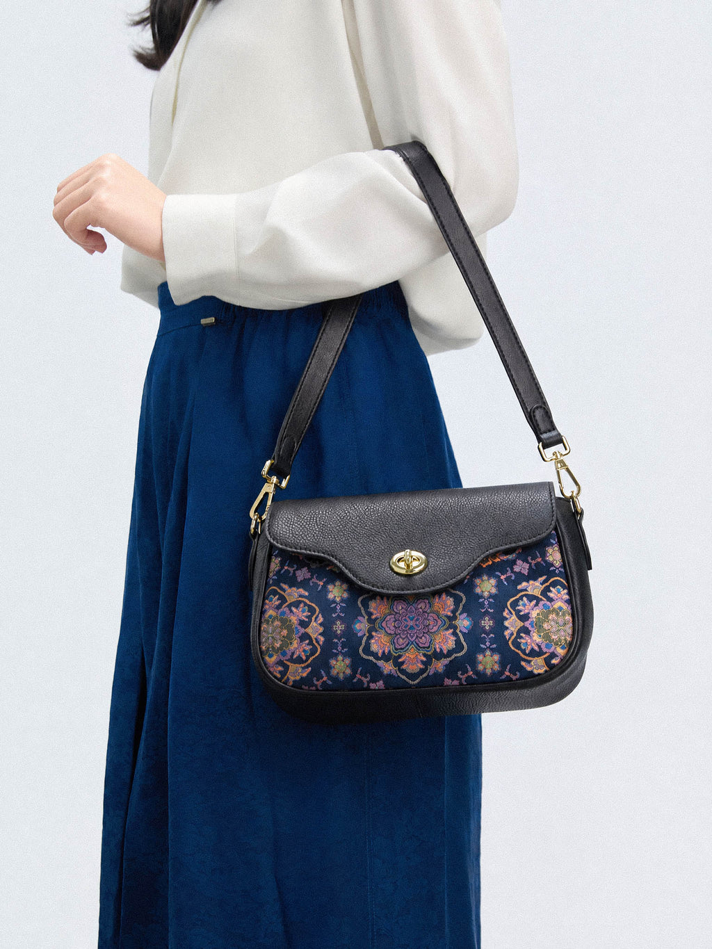 Imperial Bloom Song Brocade Structured Handbag