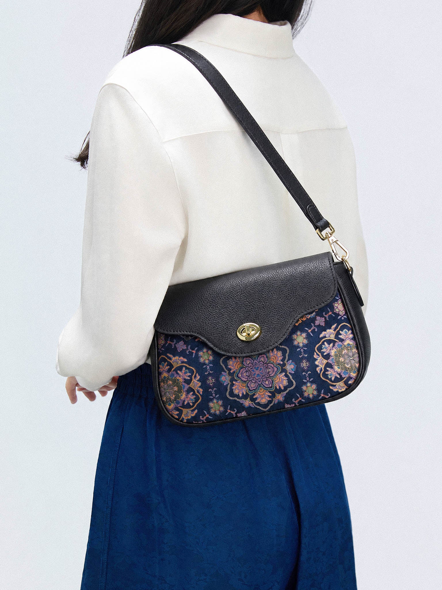 "Imperial Bloom" Song Brocade Structured Handbag | Artisanal Silk Lady Bag