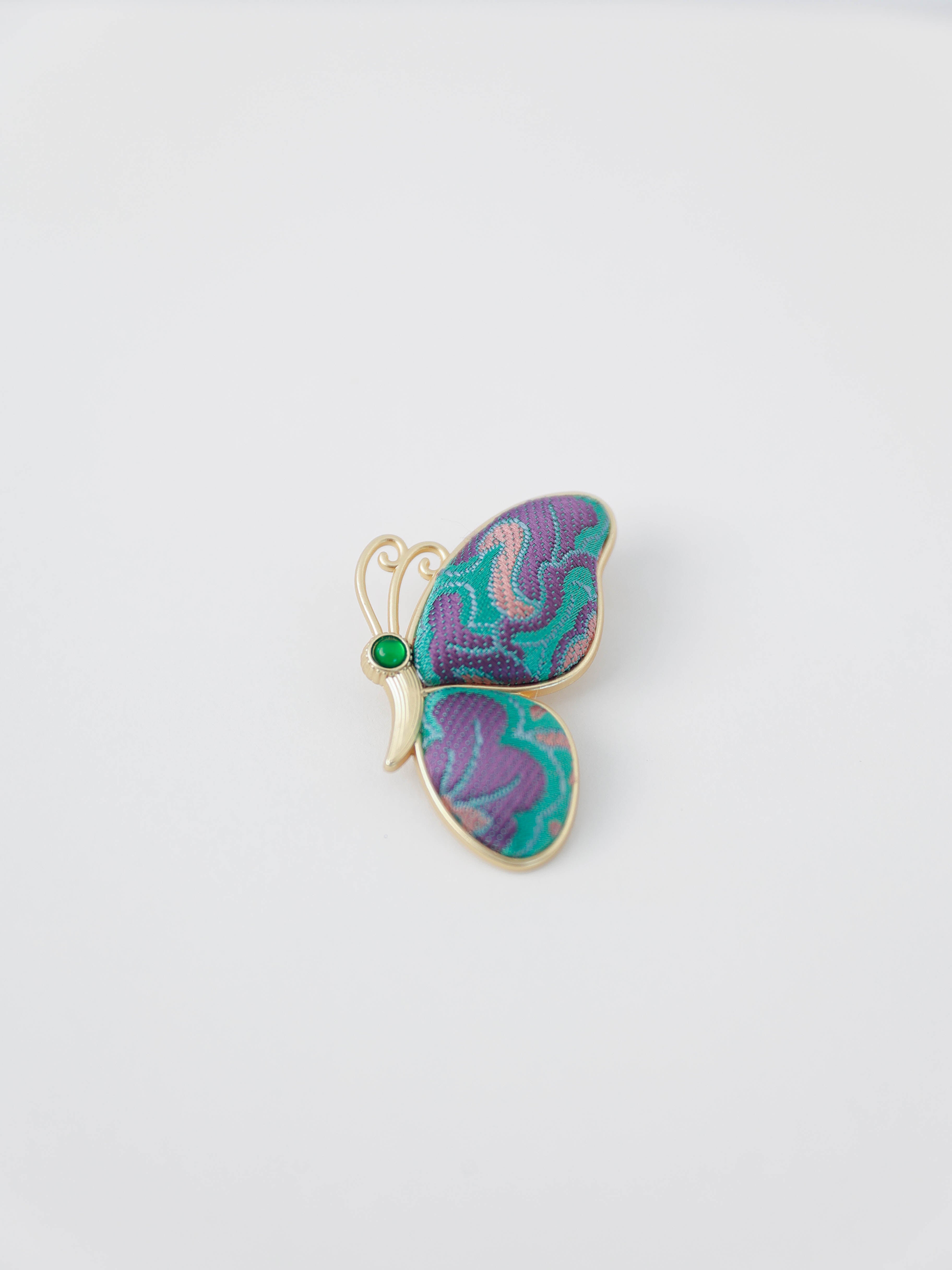 Song Brocade Butterfly Brooch Silk & Gold
