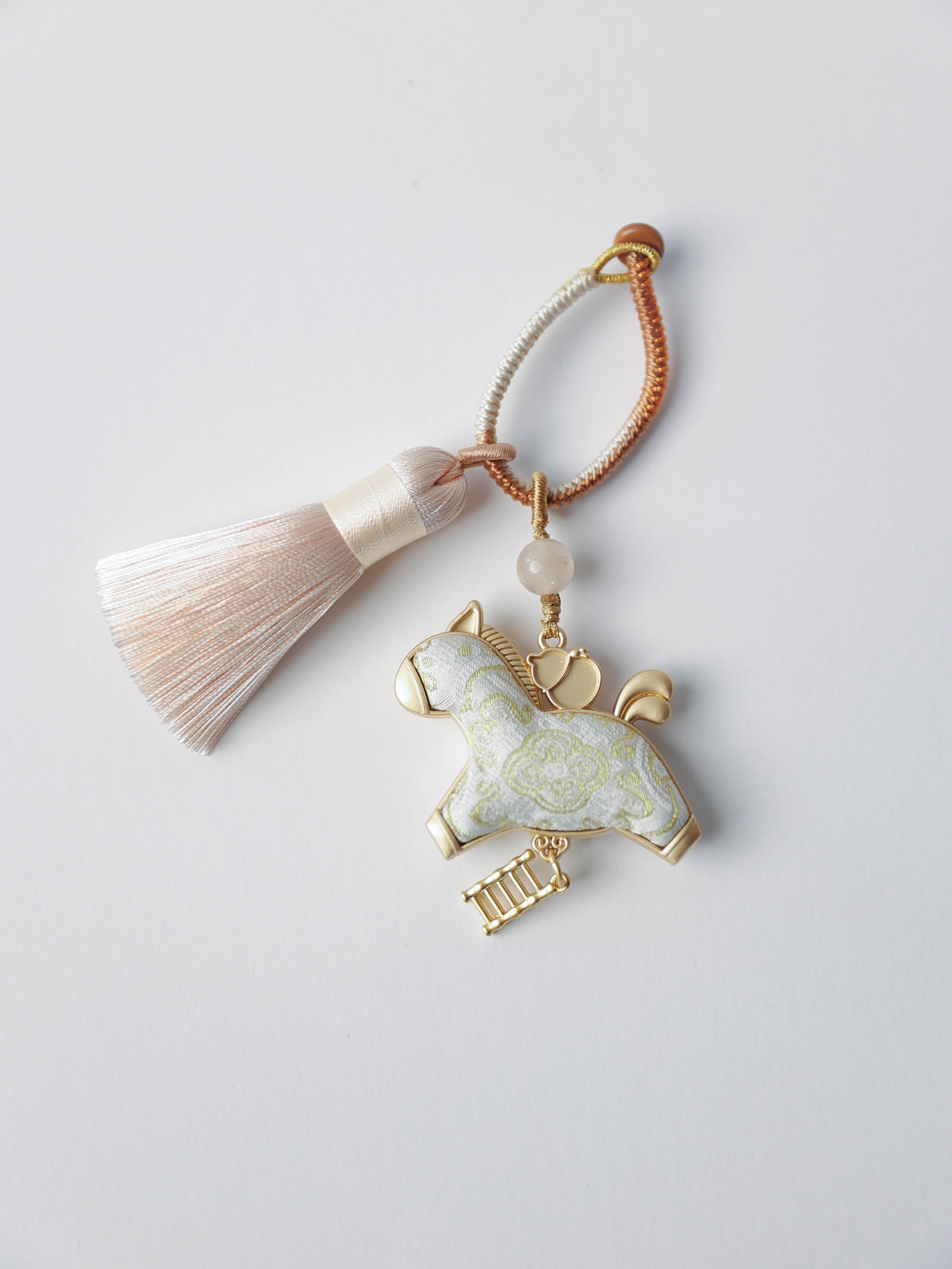 Galloping Grace Song Brocade Silk Horse Bag Charm