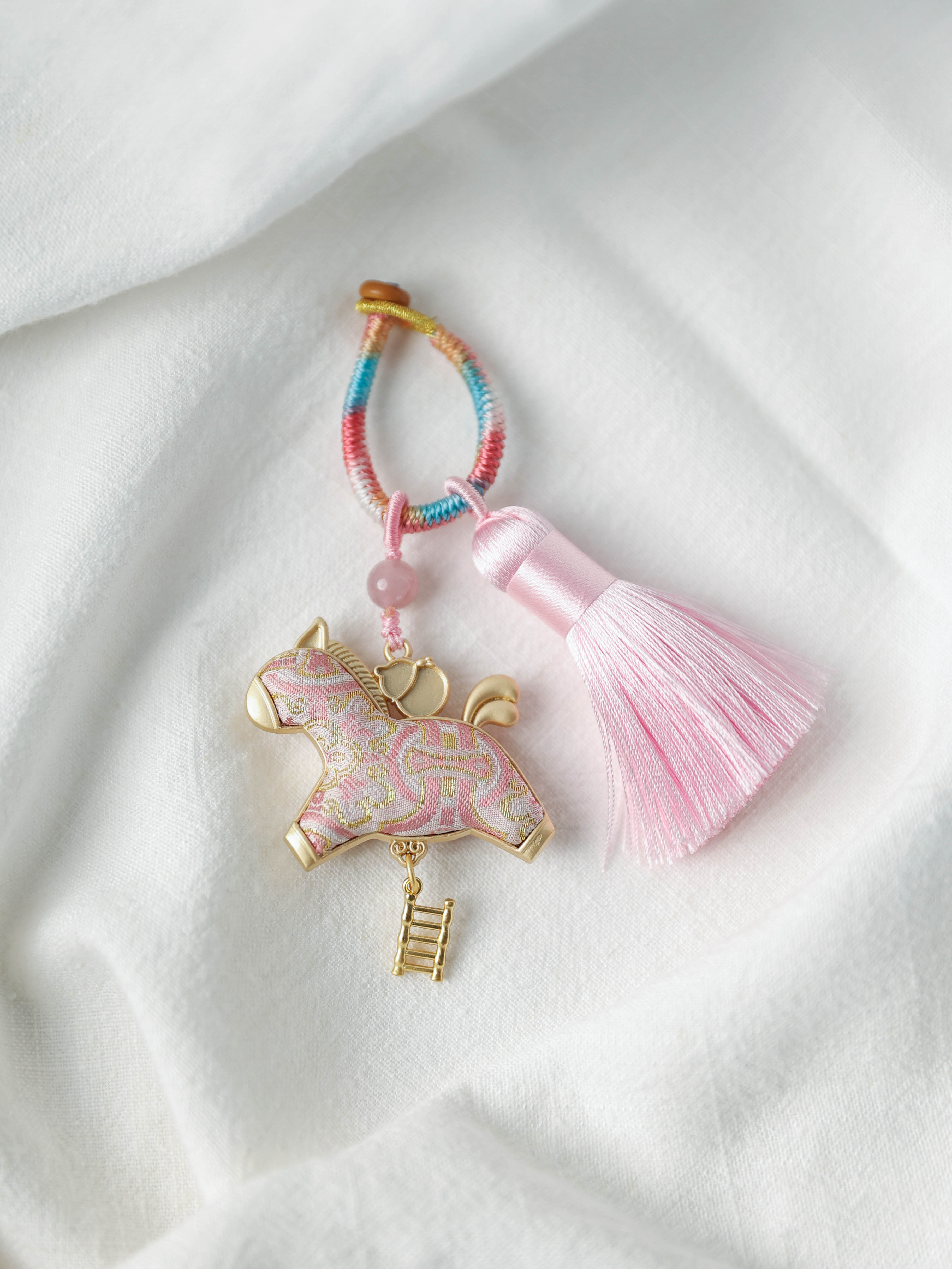"Galloping Grace" Song Brocade Silk Horse Bag Charm | Artisanal Heritage Accessory