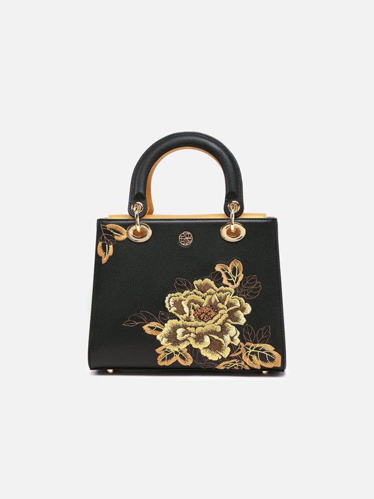 The "Imperial Peony" Tote – Heritage Embroidered Leather Edition