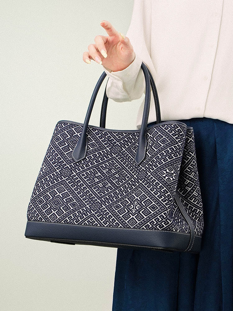 "Majestic Journey" Song Brocade Heritage Tote | Grand Silk Carryall for Work & Travel