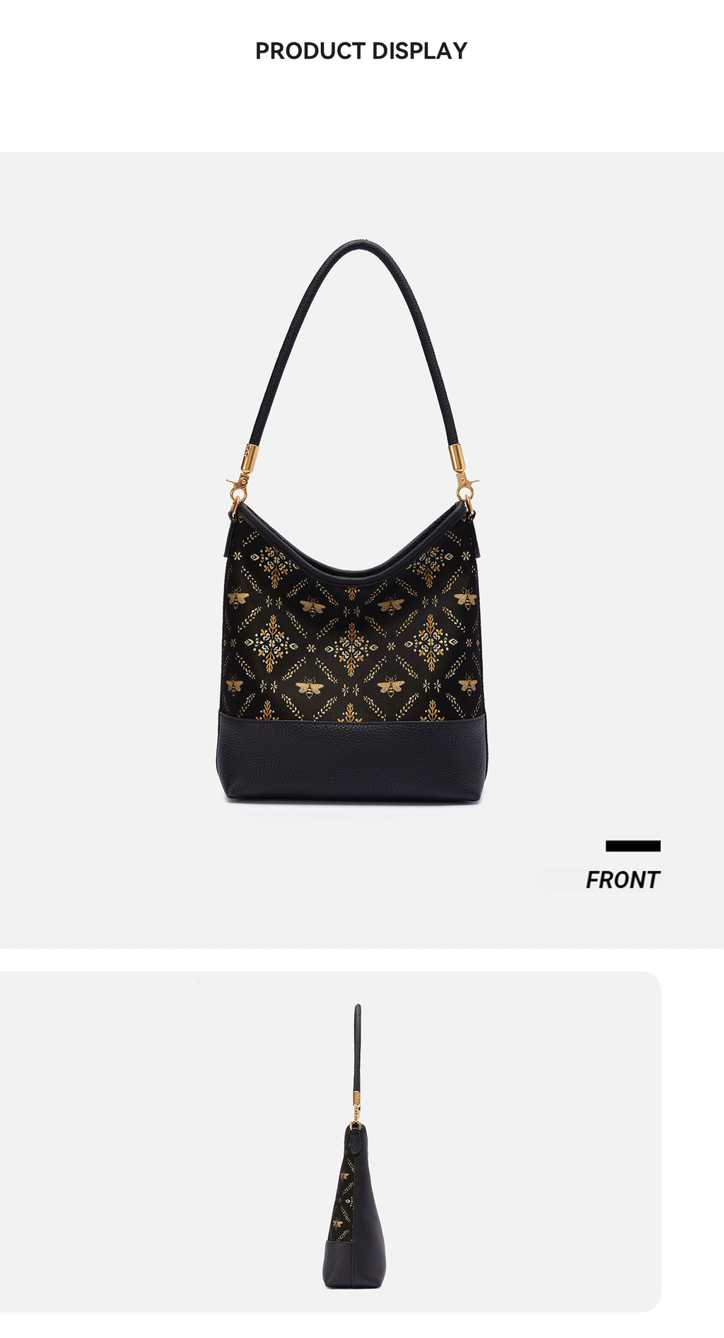 Azure Blossom Song Brocade Top-Handle Bag