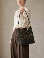 Azure Blossom Song Brocade Top-Handle Bag