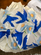 Azure Swallow Cream Silk Square Scarf