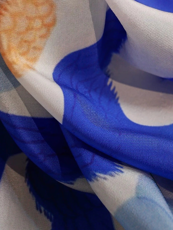 Azure Swallow Cream Silk Square Scarf