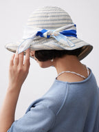 Azure Swallow Cream Silk Square Scarf