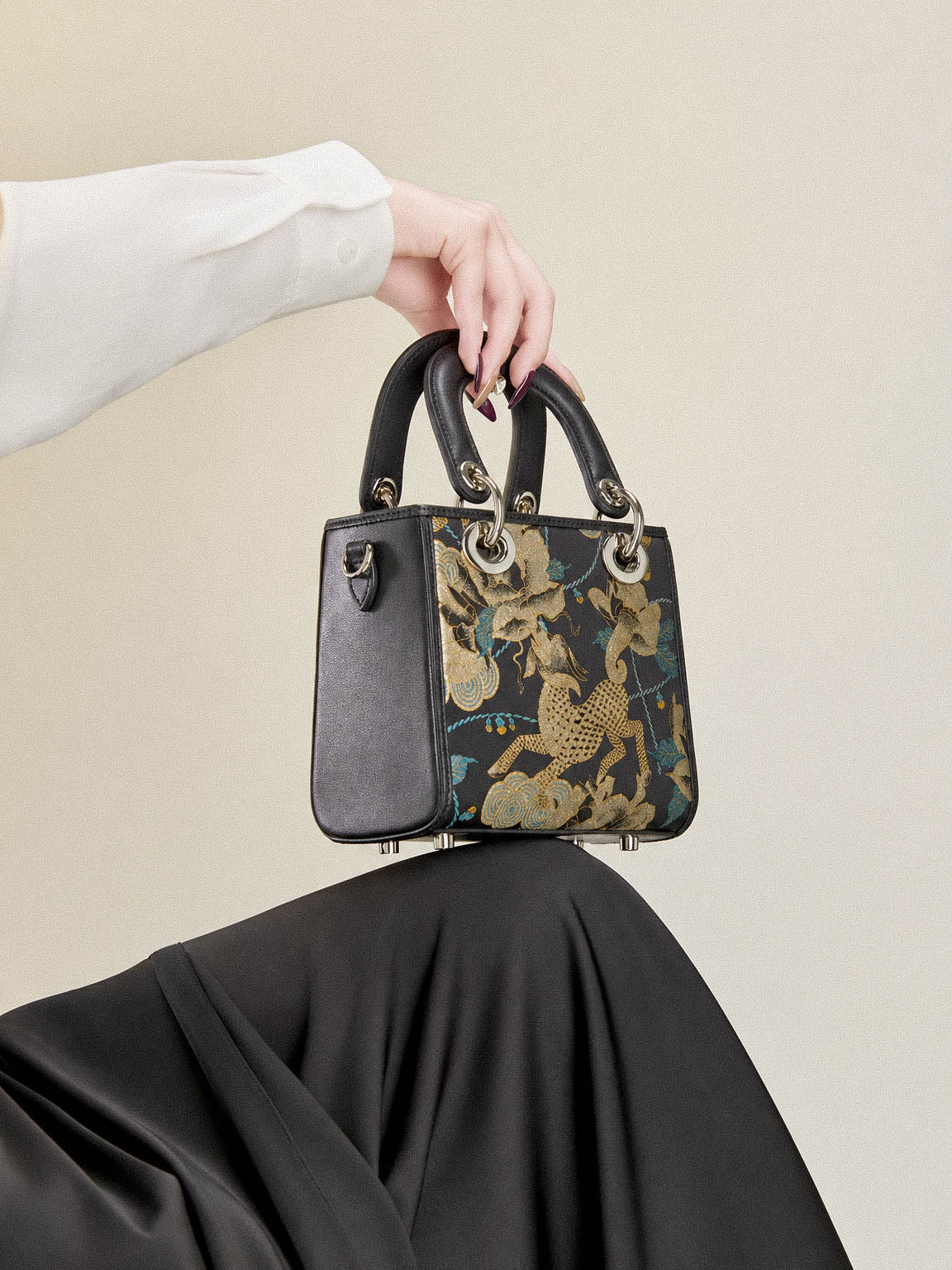 Chinoiserie Luxus Mini-Tragetasche aus Song-Brokat