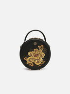 The "Royal Peony" Circle Bag – Heritage Embroidered Leather Edition
