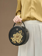 The "Royal Peony" Circle Bag – Heritage Embroidered Leather Edition