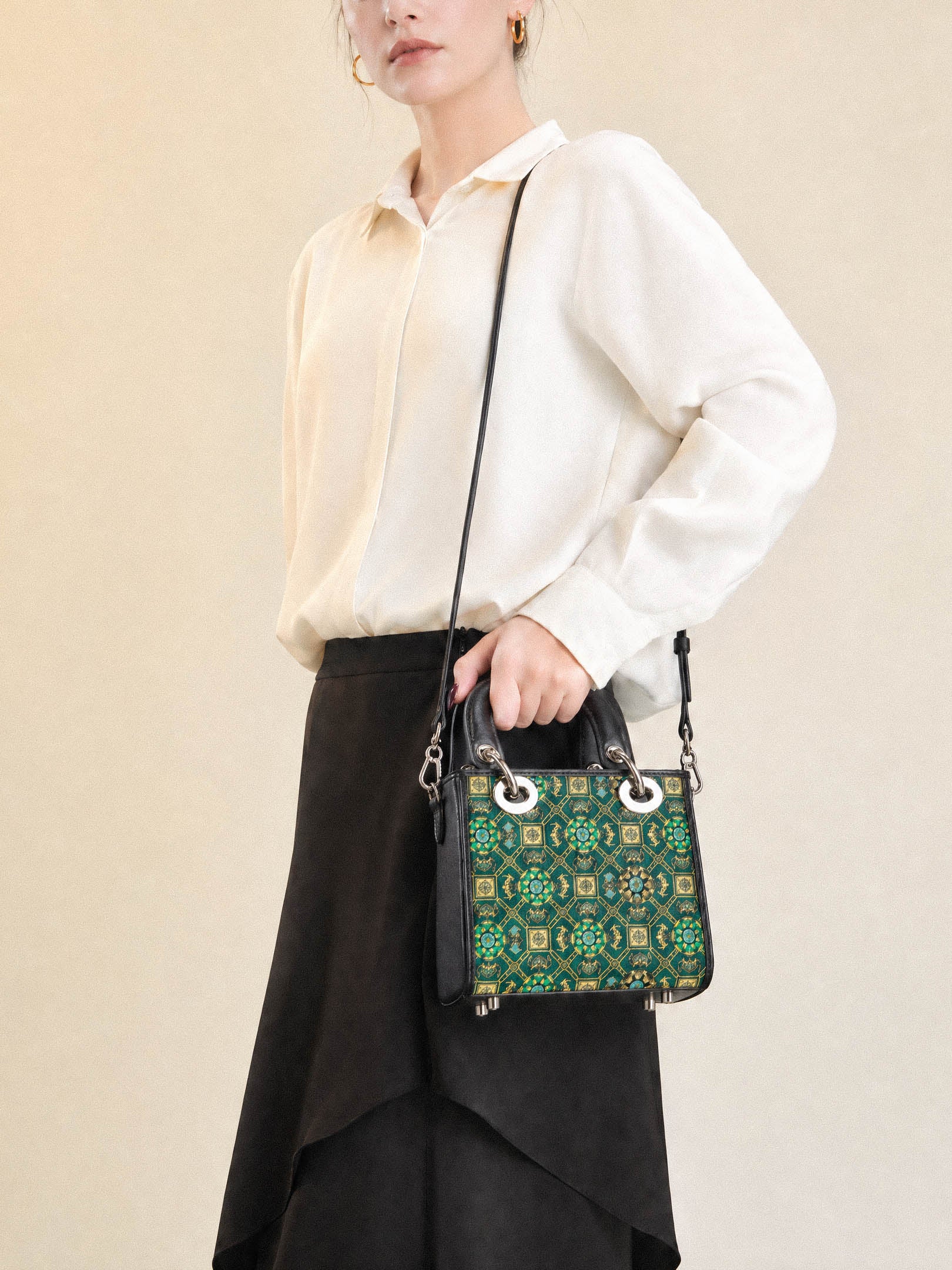 Chinoiserie Luxus Mini-Tragetasche aus Song-Brokat
