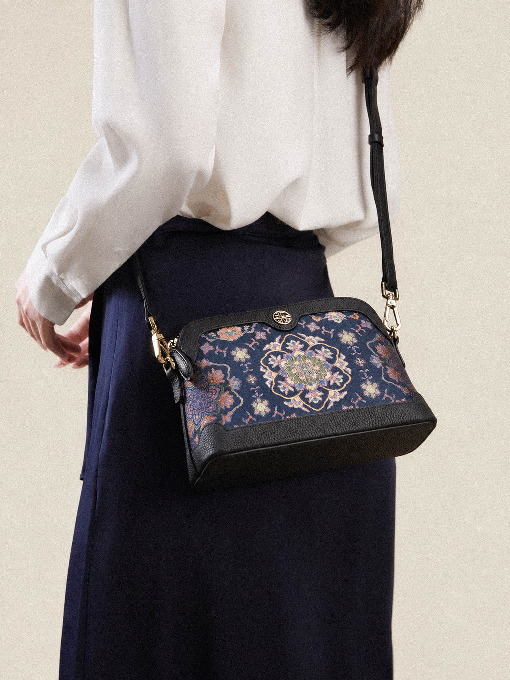 The "Midnight Lotus" Mini Tote – Song Brocade Edition