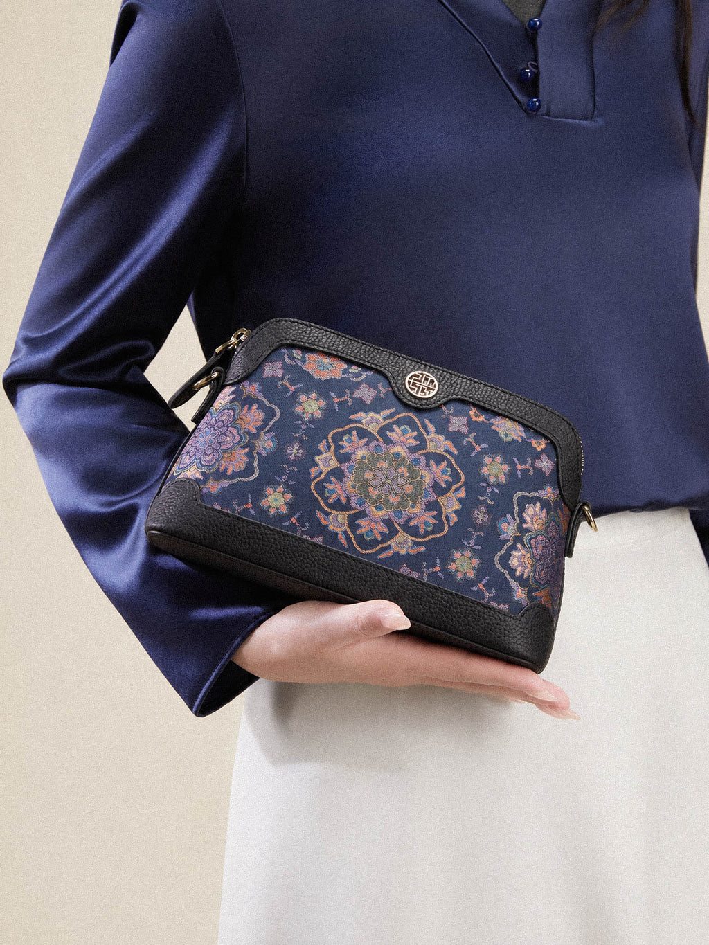 The "Midnight Lotus" Mini Tote – Song Brocade Edition