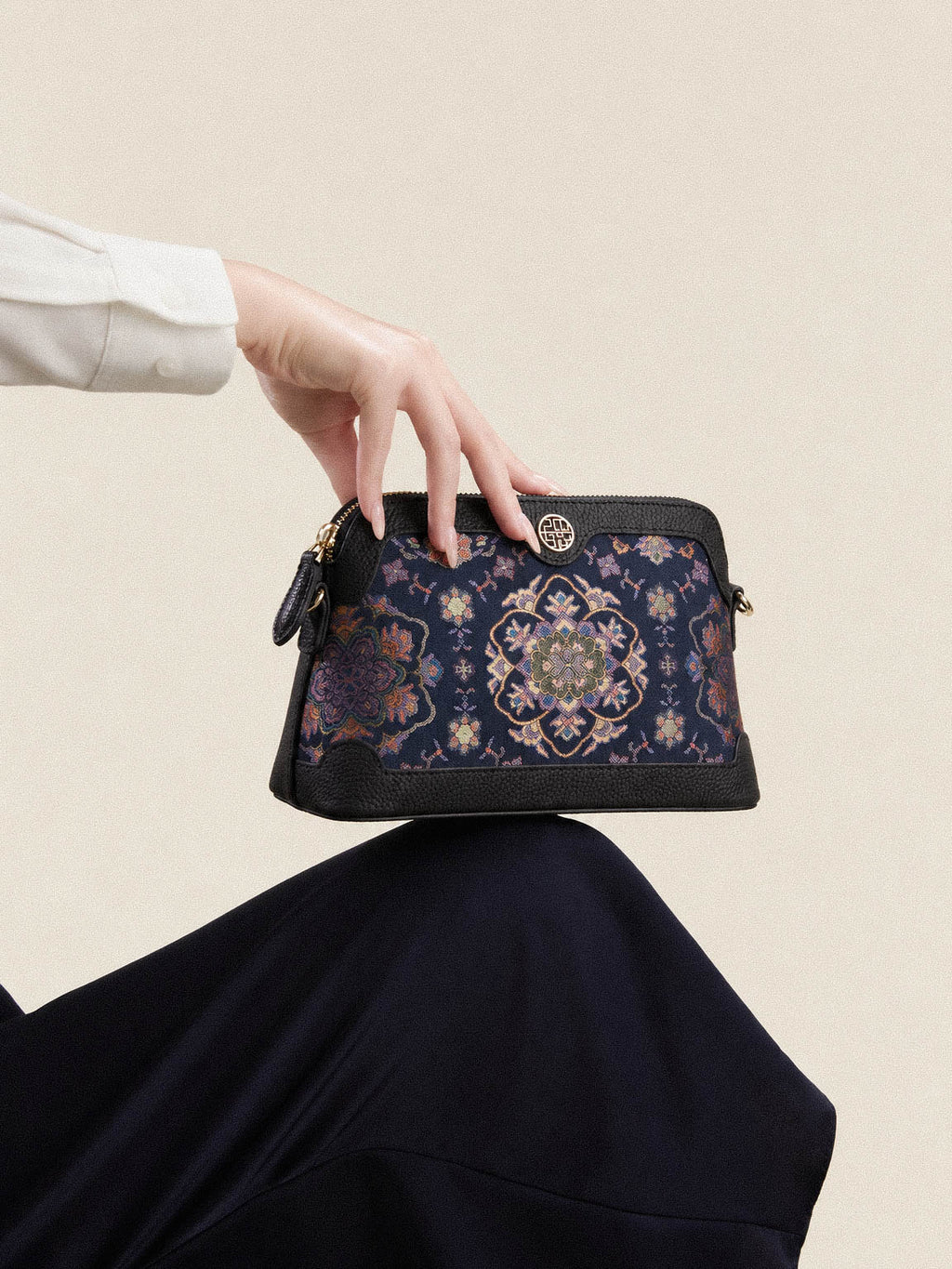 The "Midnight Lotus" Mini Tote – Song Brocade Edition