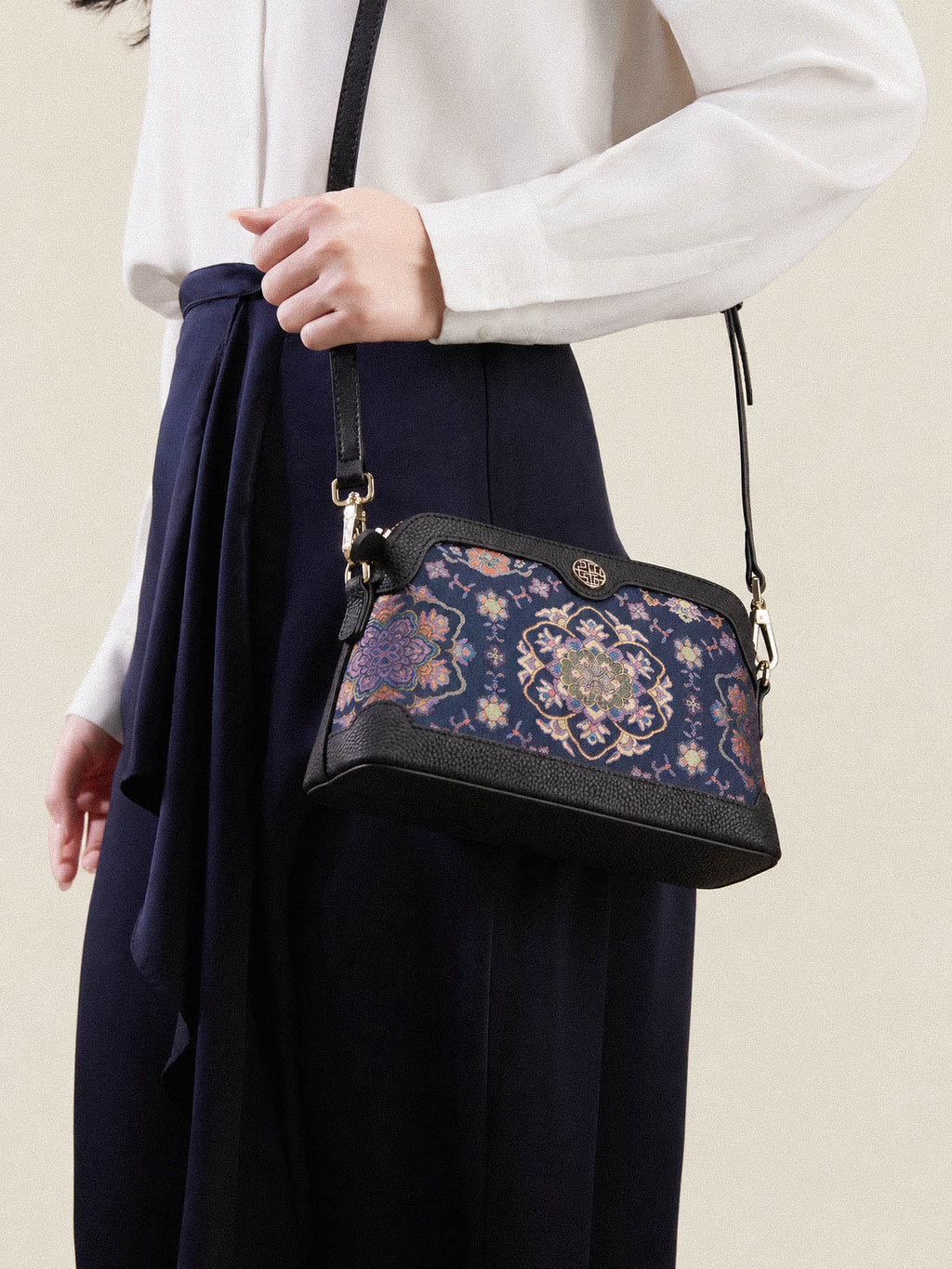 The "Midnight Lotus" Mini Tote – Song Brocade Edition