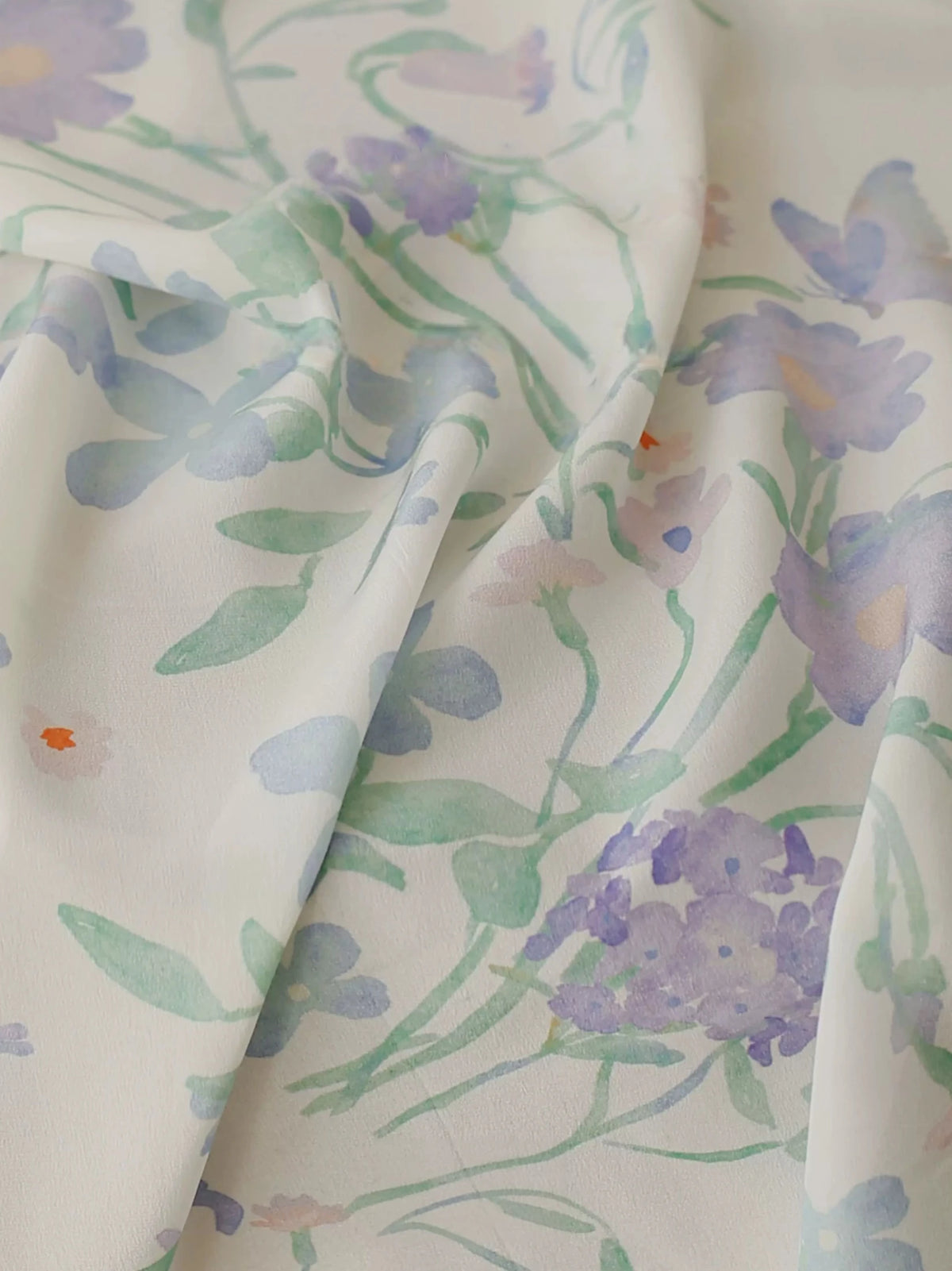 Cottage Bloom Ivory Silk Square Scarf