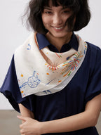 Firework Cream Silk Square Scarf
