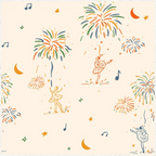 Firework Cream Silk Square Scarf