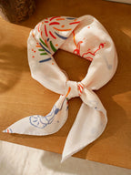 Firework Cream Silk Square Scarf