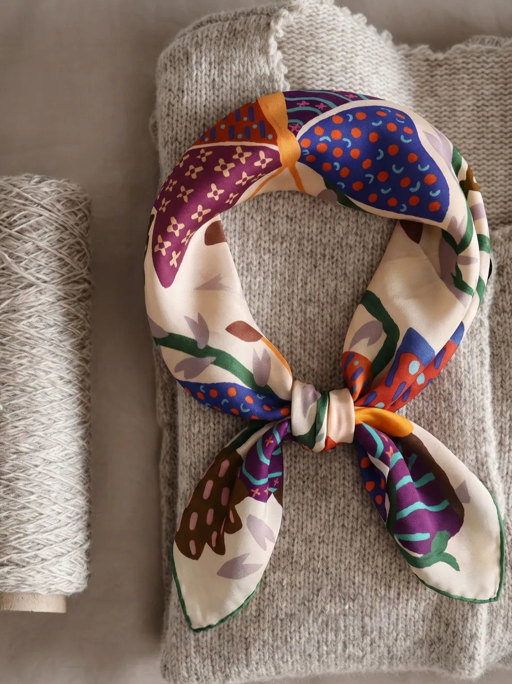 Folk Butterfly Multi Silk Square Scarf