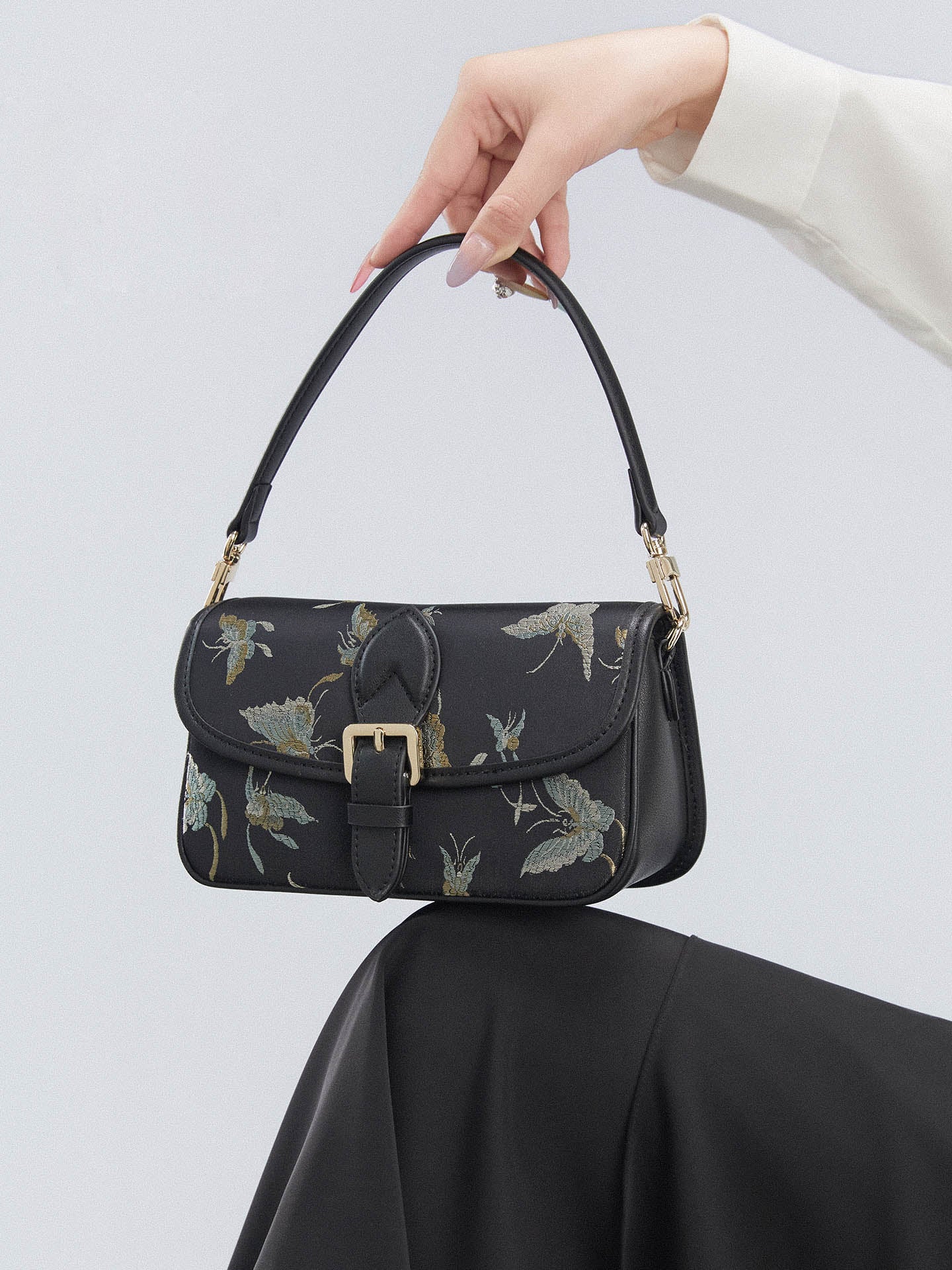 The "Gilded Butterfly" Shoulder Bag – Song Brocade Edition