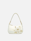 Golden Peony Embroidered Underarm Bag
