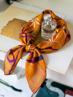 Hummingbird Orange Silk Square Scarf