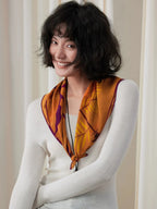 Hummingbird Orange Silk Square Scarf