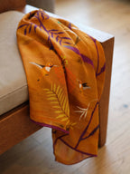 Hummingbird Orange Silk Square Scarf