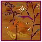 Hummingbird Orange Silk Square Scarf