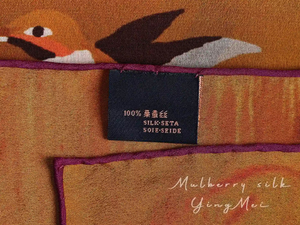 Hummingbird Orange Silk Square Scarf