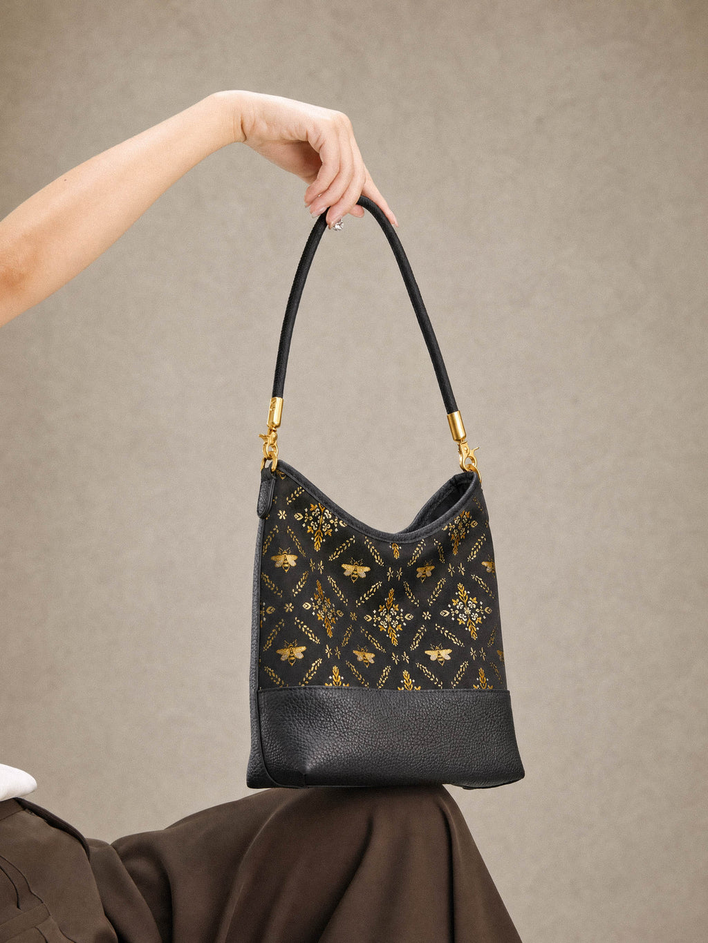 Azure Blossom Song Brocade Top-Handle Bag