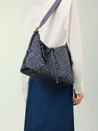 Indigo Harmony Zhuang Brocade Hobo Bag