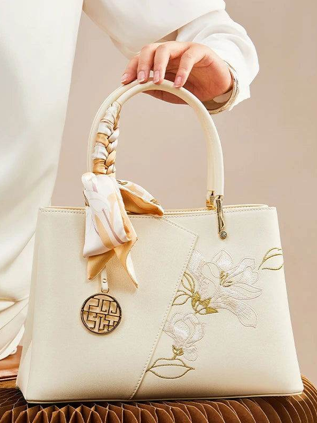 Magnolia Muse Deep Teal Satchel Tote Bag