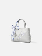 Magnolia Muse Embroidered Satchel Tote Bag