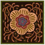 Mandala Bloom Brown Silk Square Scarf