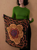 Mandala Bloom Brown Silk Square Scarf