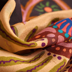 Mandala Bloom Brown Silk Square Scarf