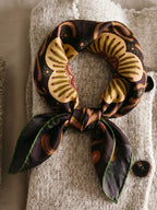 Mandala Bloom Brown Silk Square Scarf