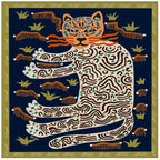 Maze Leopard Navy Silk Square Scarf