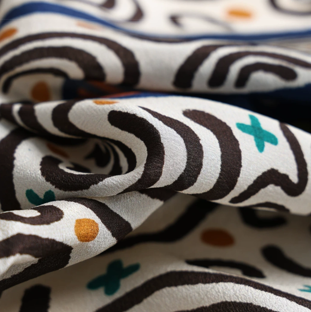 Maze Leopard Navy Silk Square Scarf