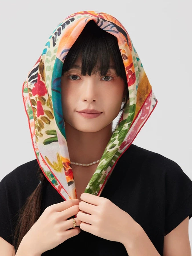 Meadow Muse Teal Silk Square Scarf
