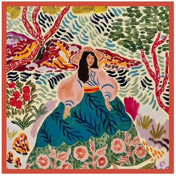 Meadow Muse Teal Silk Square Scarf
