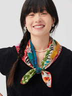 Meadow Muse Teal Silk Square Scarf