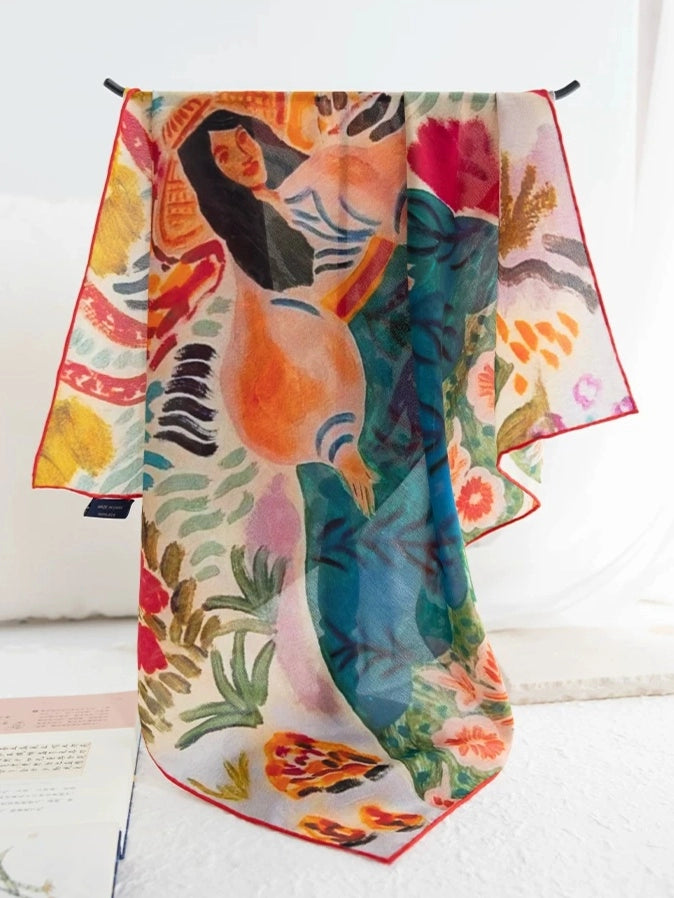 Meadow Muse Teal Silk Square Scarf